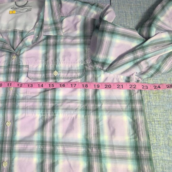 Eddie Bauer Pink Plaid Travex Shirt Long Sleeve Button Up Women's Large - Picture 6 of 8
